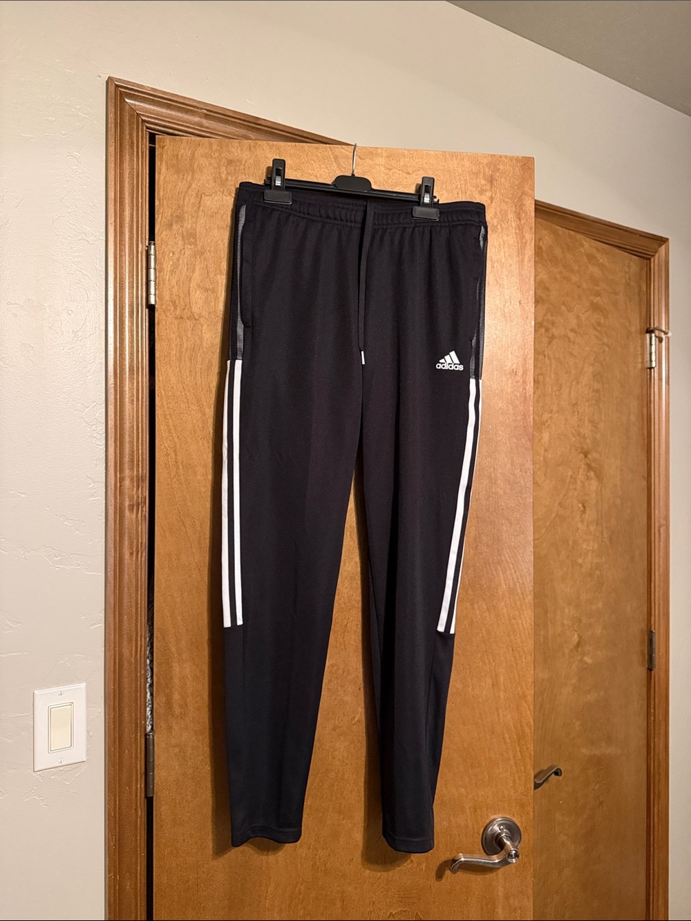 adidas Black Joggers with White Side Stripes
